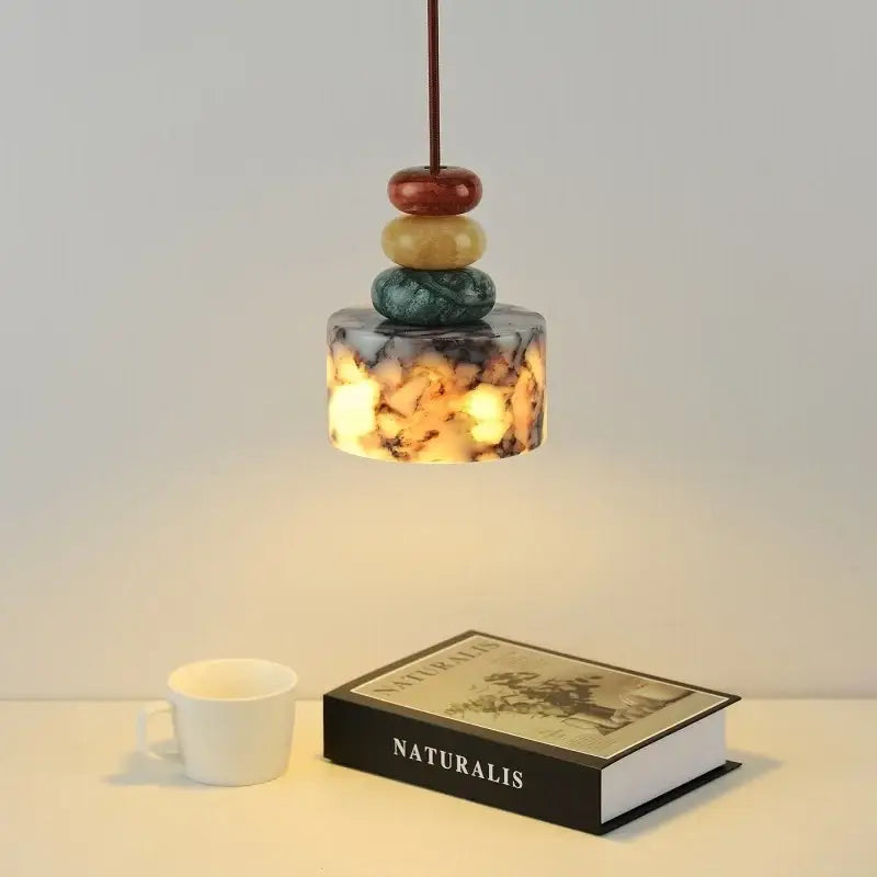 Modern colorful stone led pendant lamp dining room decor