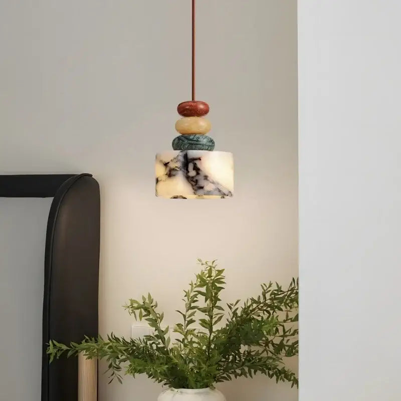 Modern colorful stone led pendant lamp dining room decor