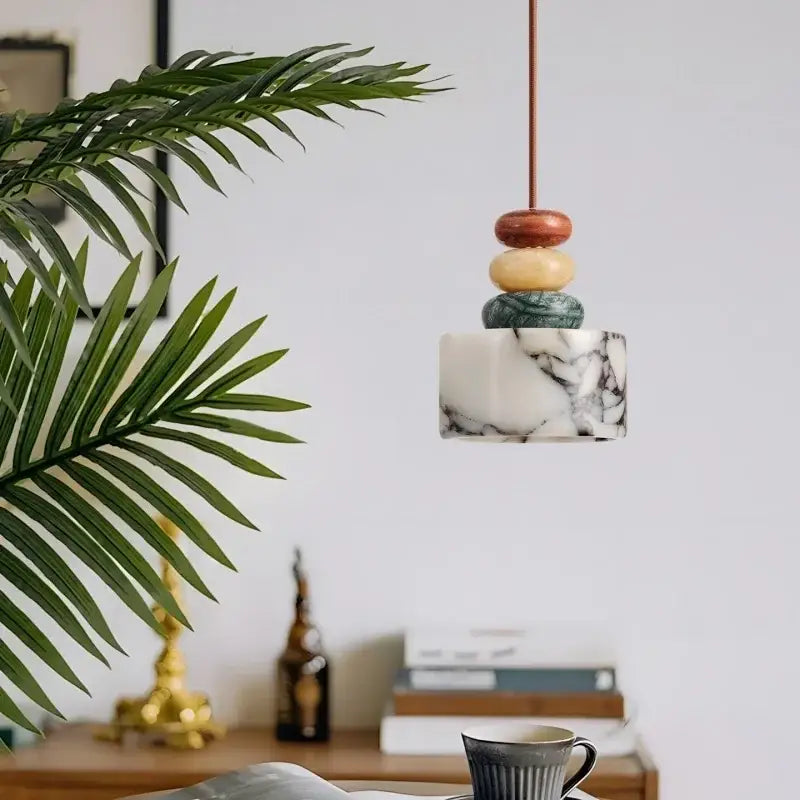 Modern colorful stone led pendant lamp dining room decor