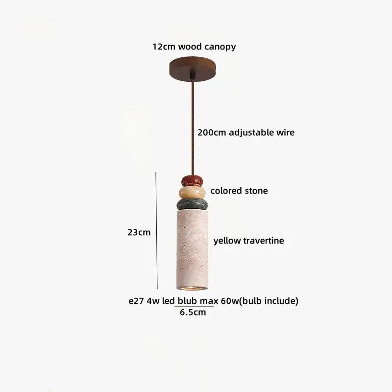 Modern colorful stone led pendant light dining room concrete cylinder