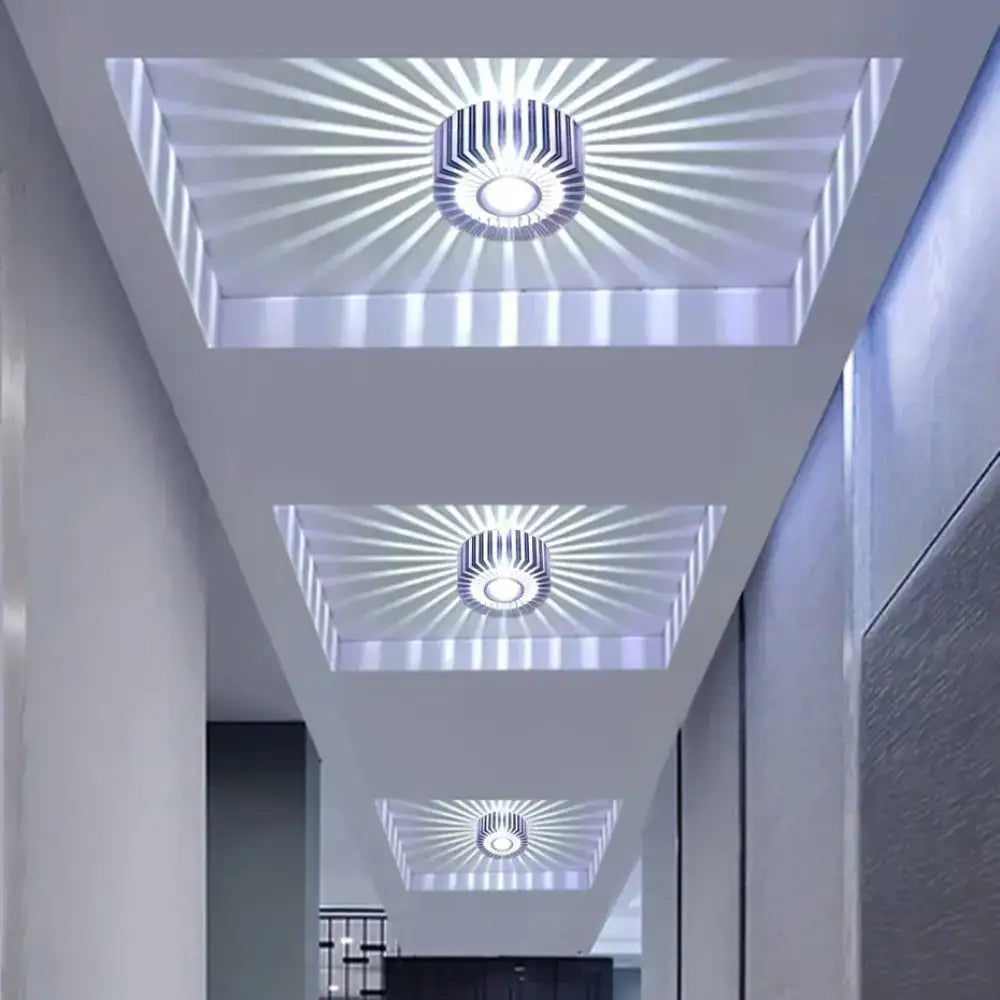 Modern colorful sunburst led ceiling light for porch or gallery