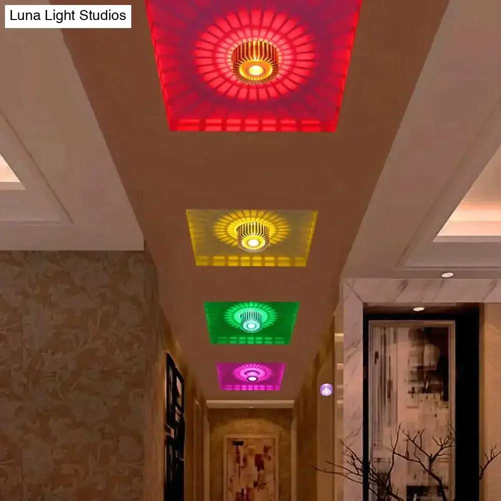 Modern colorful sunburst led ceiling light for porch or gallery