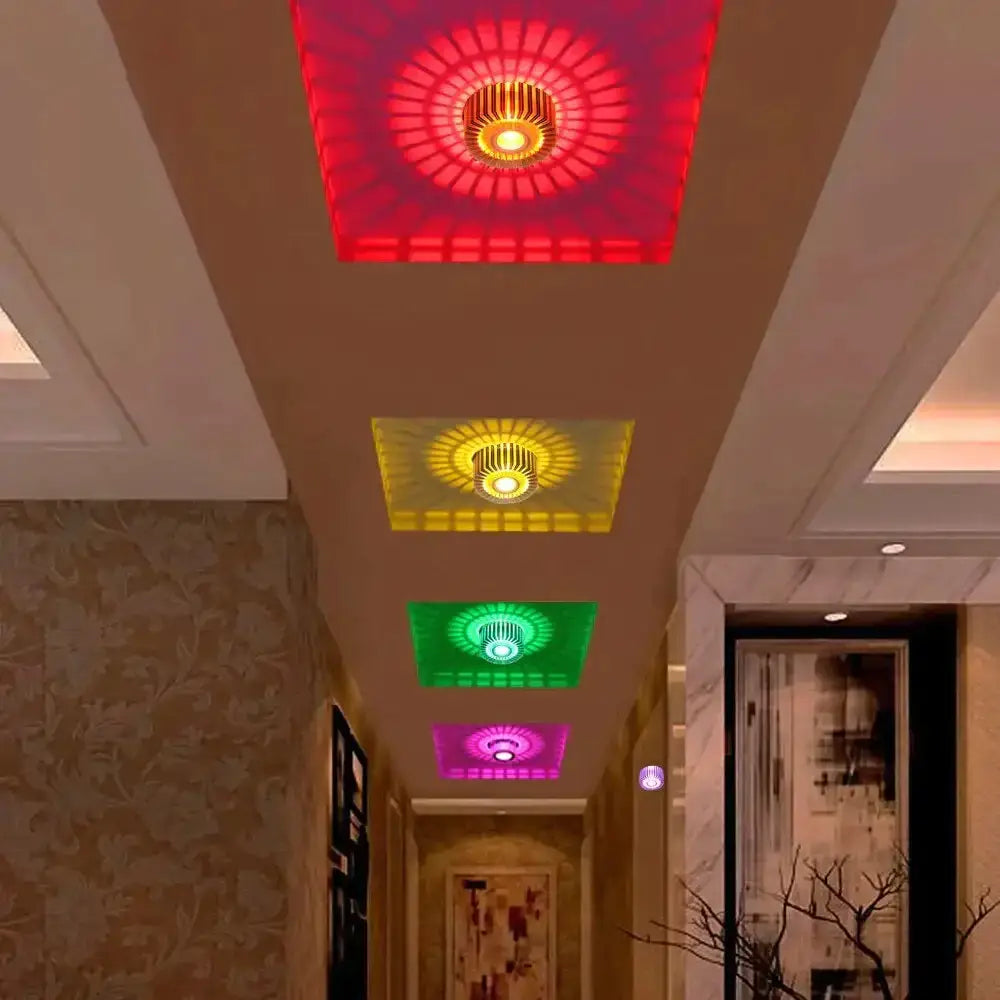 Modern colorful sunburst led ceiling light for porch or gallery