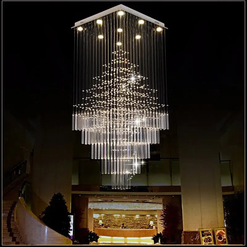 Modern columnar crystal chandelier white living room hanging lamp
