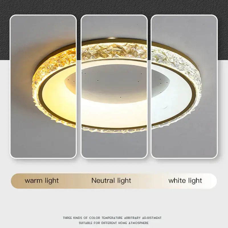 Modern concave round crystal ceiling light for living room