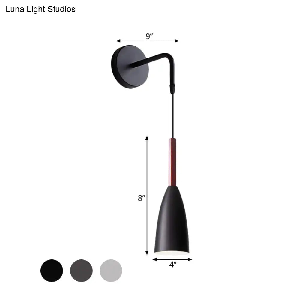 Modern conical black wall lamp – bedroom single bulb fixture