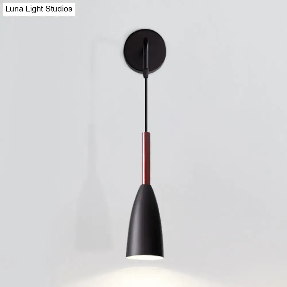 Modern conical black wall lamp – bedroom single bulb fixture