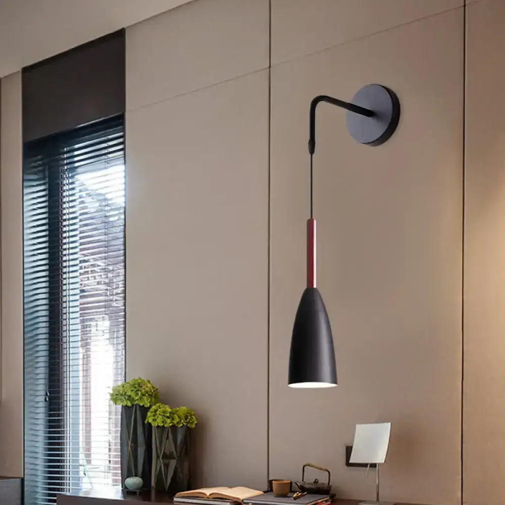 Modern conical black wall lamp – bedroom single bulb fixture