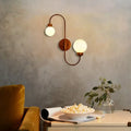 Modern copper and white glass spherical wall sconce living room light