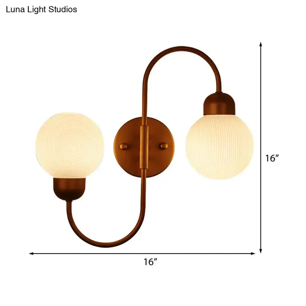 Modern copper and white glass spherical wall sconce living room light