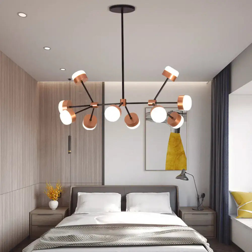 Modern copper & black sputnik ceiling island light for bedroom
