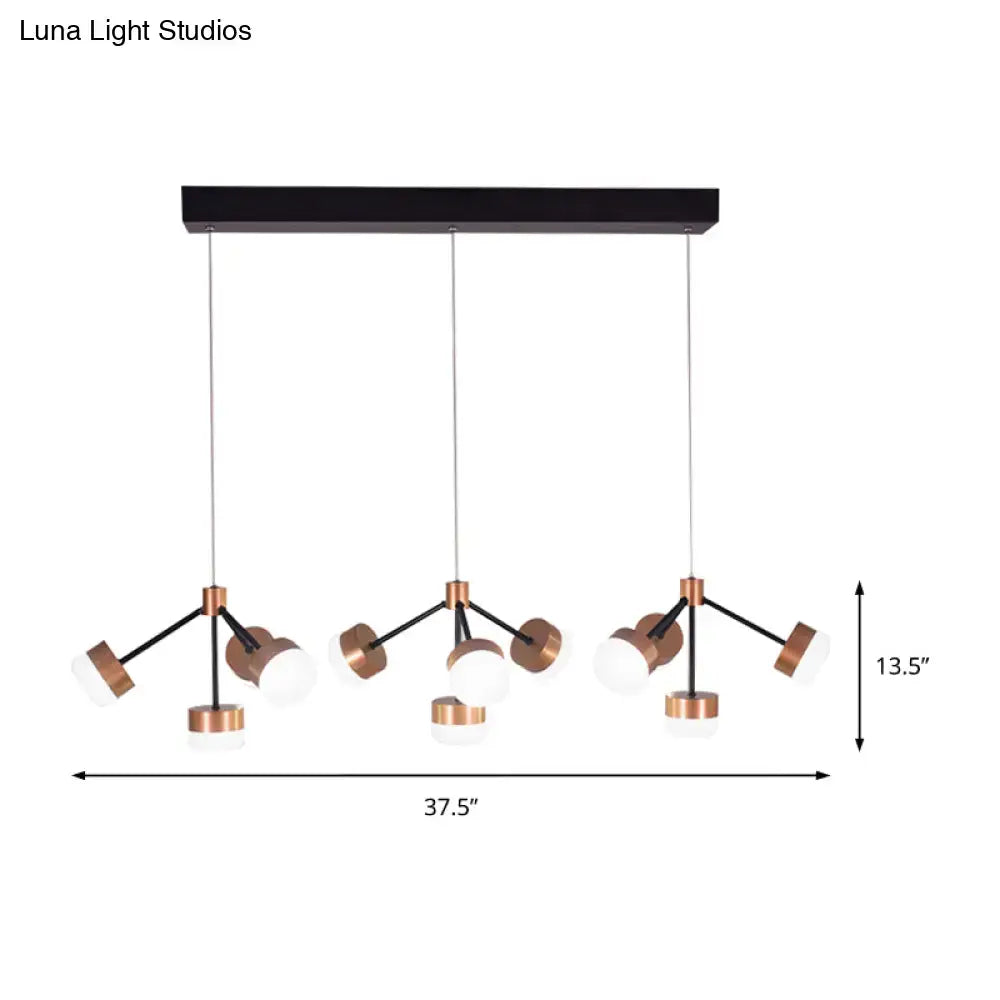 Modern copper & black sputnik ceiling island light for bedroom