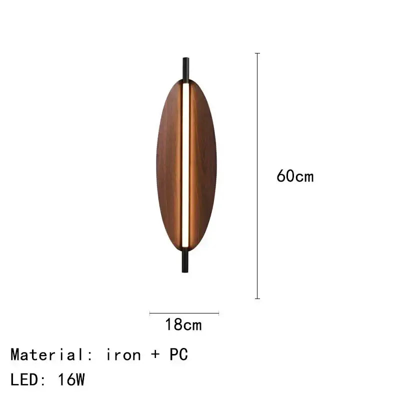 Modern copper brown metal leaf wall sconce bedroom lightstrip