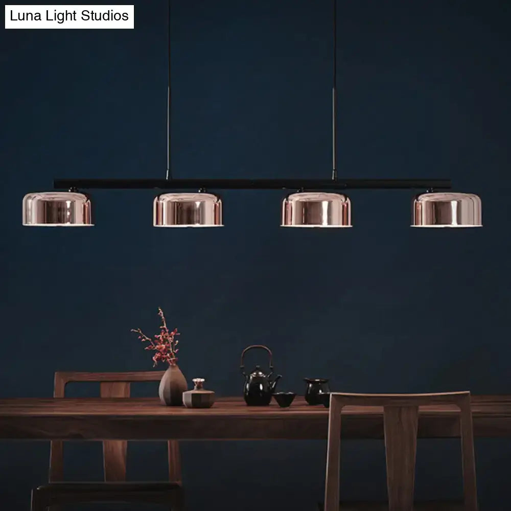 Modern copper ceiling light 4-head drum pendant for dining room