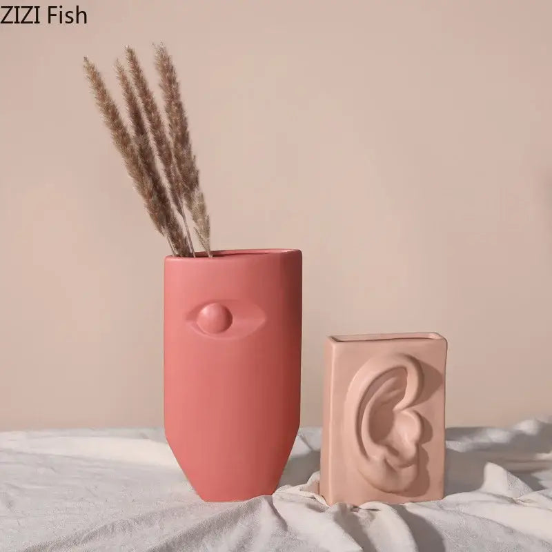 Modern coral ceramic vase decorbites ceramic living room face design
