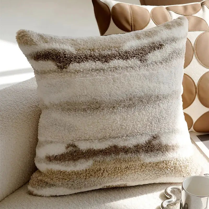 Modern cream brown coffee pillowcase living room textured cushion cover