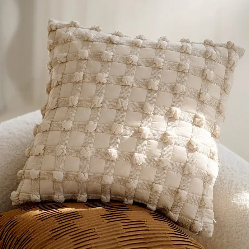 Modern cream brown coffee pillowcase living room textured cushion cover