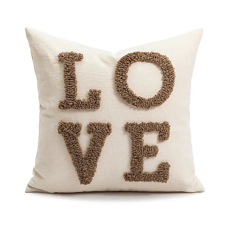 Modern cream brown coffee pillowcase living room textured cushion cover