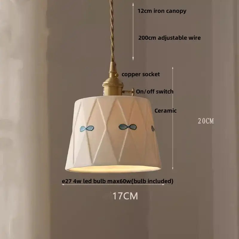 Modern cream ceramic led pendant light kitchen floral brass accent