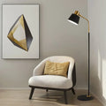 Modern cream upholstered armchair with mustard cushion bedroom seat