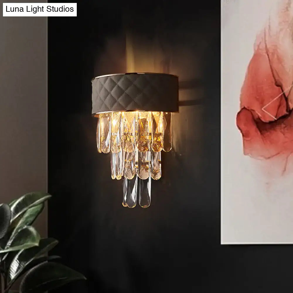 Modern cream wall lamp bedroom crystal prism shade