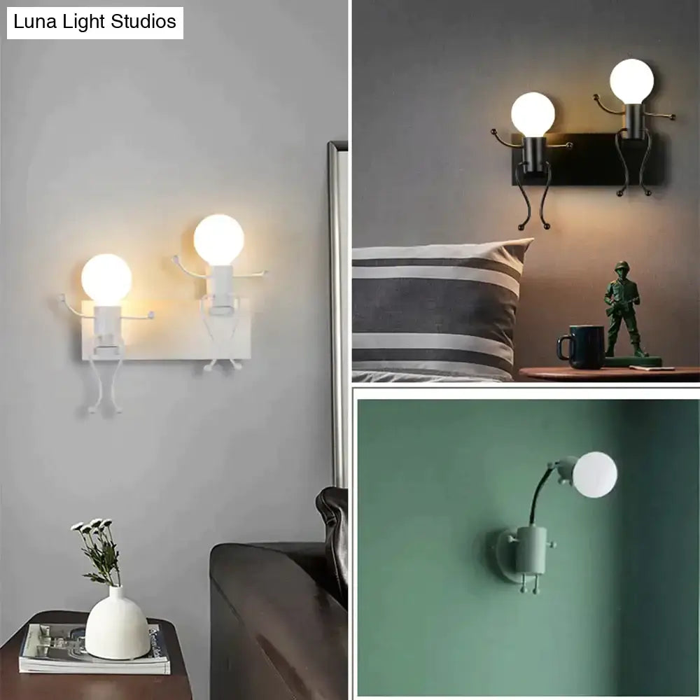 Modern creative minimalism metal robot ant wall sconce bedroom light