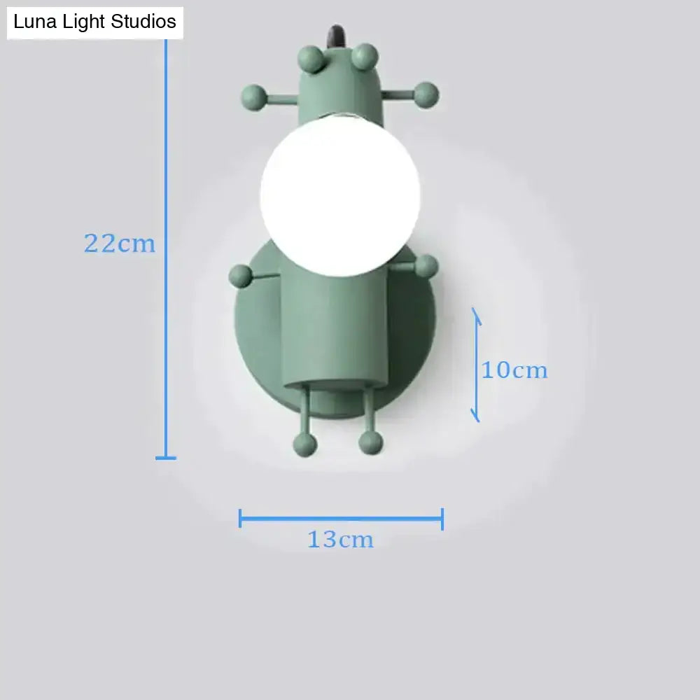 Modern creative minimalism metal robot ant wall sconce bedroom light