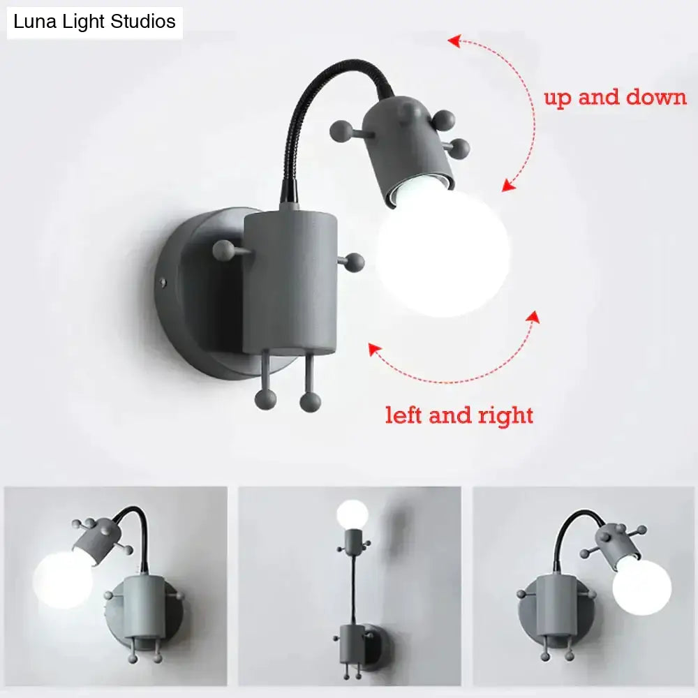 Modern creative minimalism metal robot ant wall sconce bedroom light