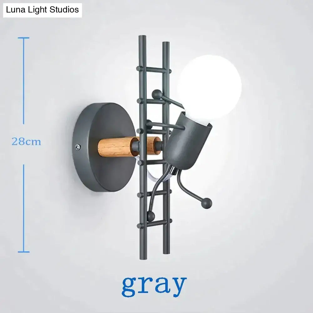 Modern creative minimalism metal robot ant wall sconce bedroom light