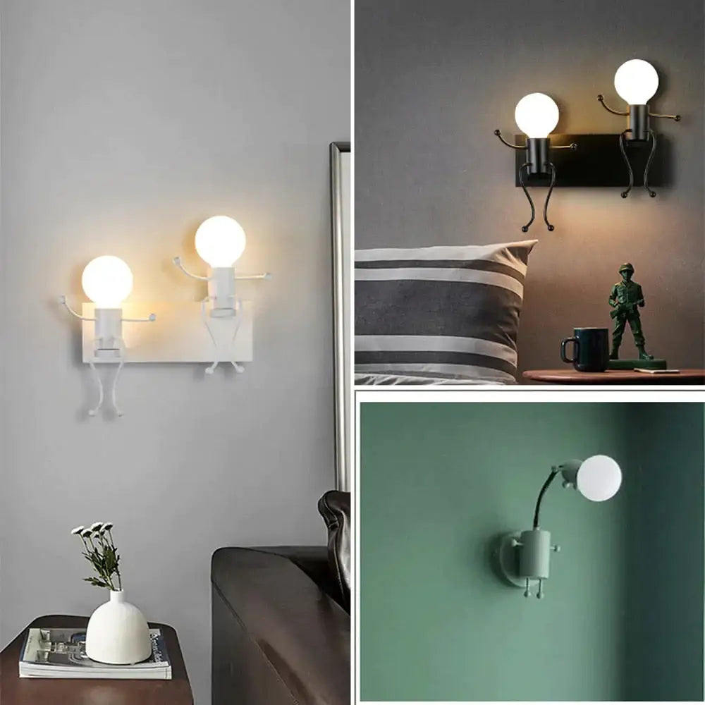 Modern creative minimalism metal robot ant wall sconce bedroom light