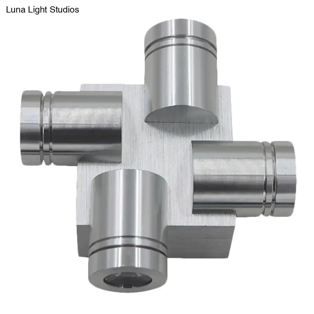 Modern cross aluminum wall mount lamp bedroom silver brushed finish