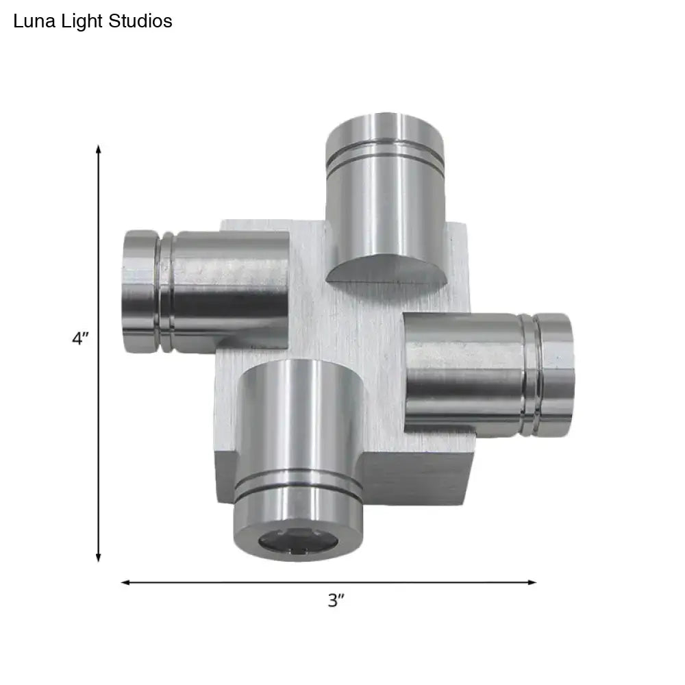 Modern cross aluminum wall mount lamp bedroom silver brushed finish