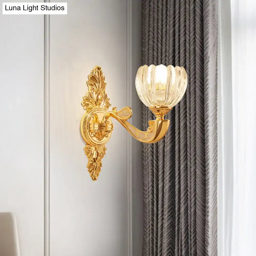 Modern crystal block gold wall lamp fixture bedroom sconce