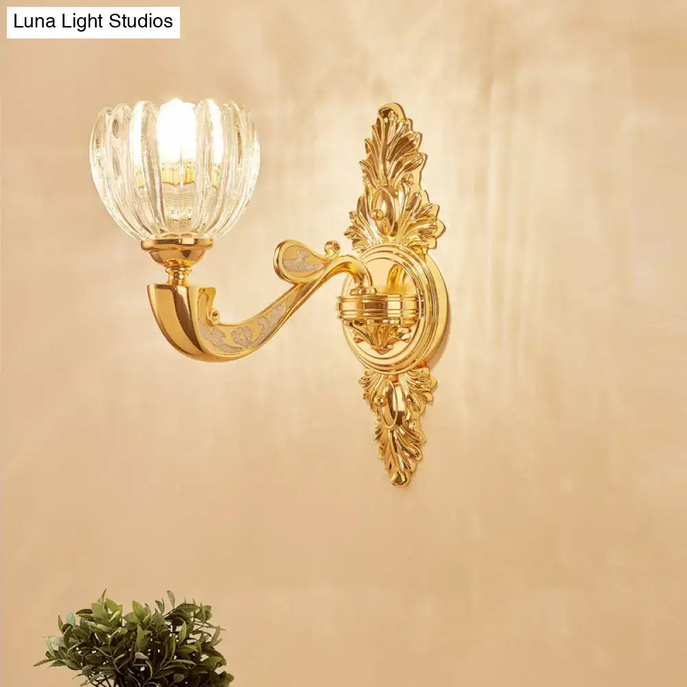 Modern crystal block gold wall lamp fixture bedroom sconce