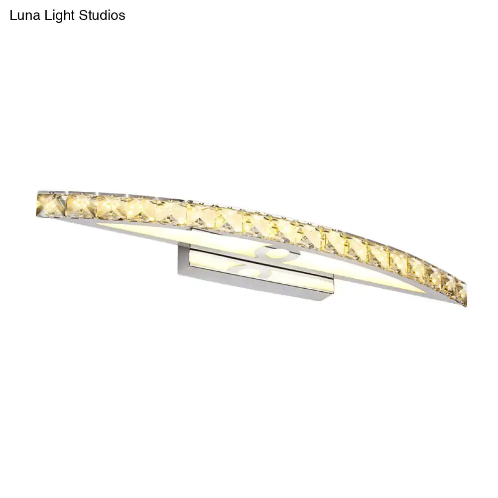 Modern crystal bow bathroom sconce in clear & champagne led bulb