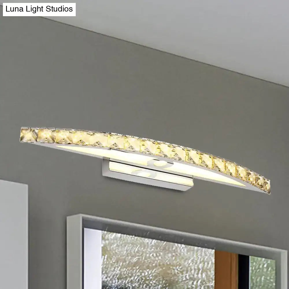 Modern crystal bow bathroom sconce in clear & champagne led bulb