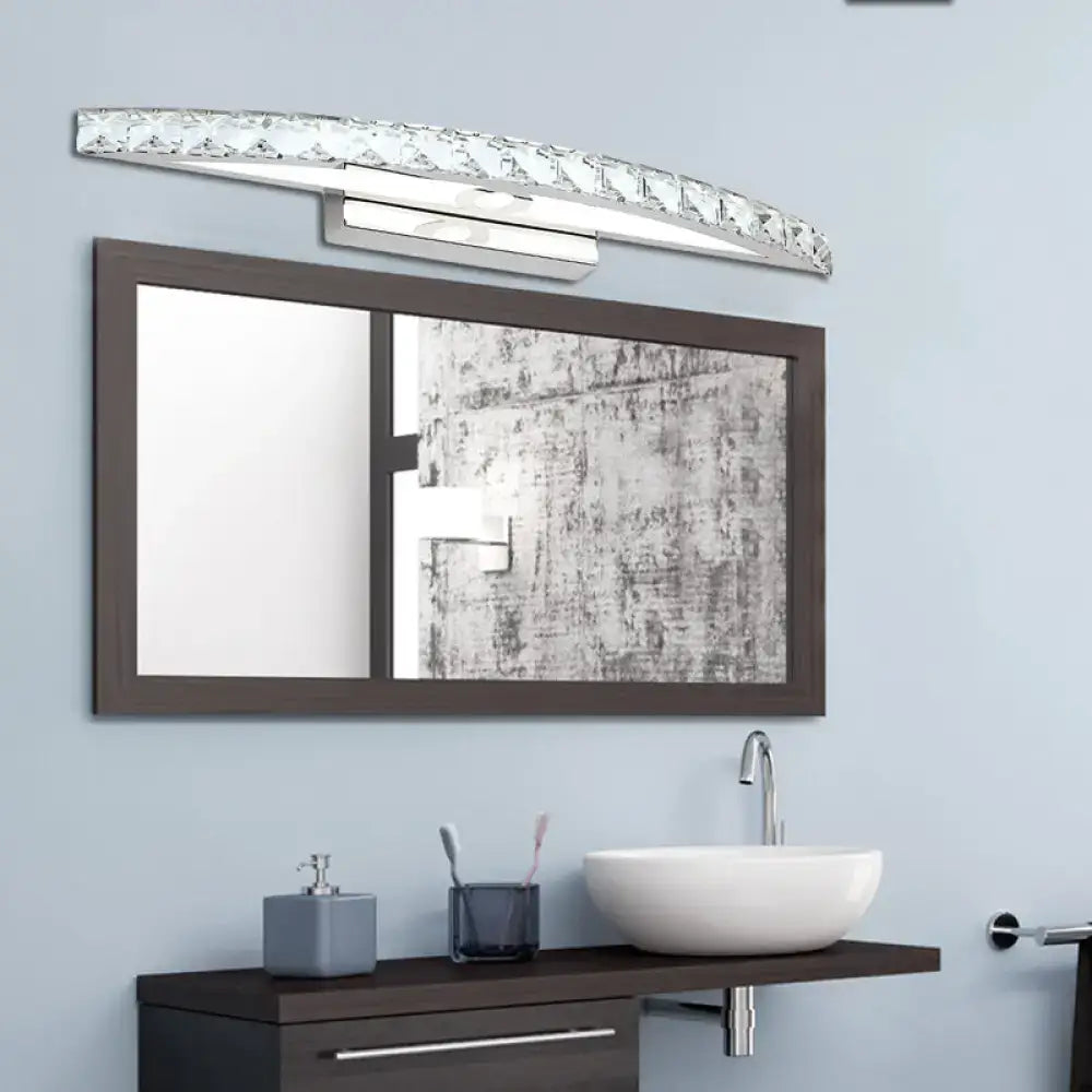 Modern crystal bow bathroom sconce in clear & champagne led bulb