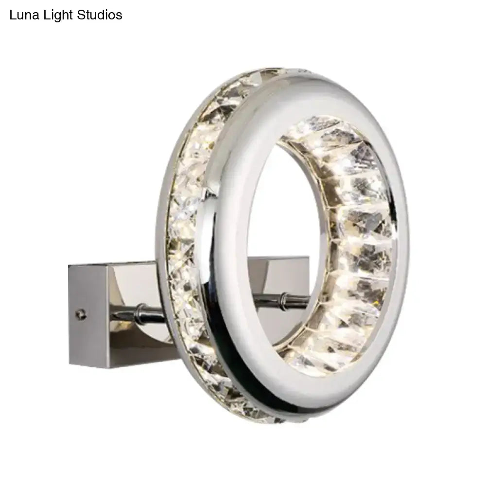 Modern crystal chrome sconce light fixture – living room led ring