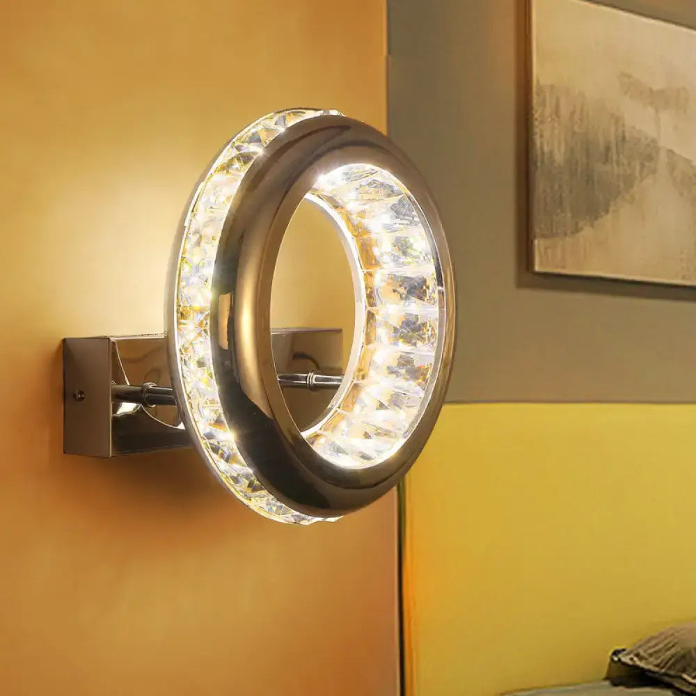 Modern crystal chrome sconce light fixture – living room led ring