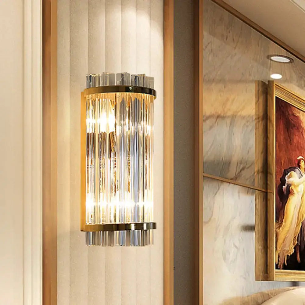 Modern crystal gold finish wall lighting bedroom sconce