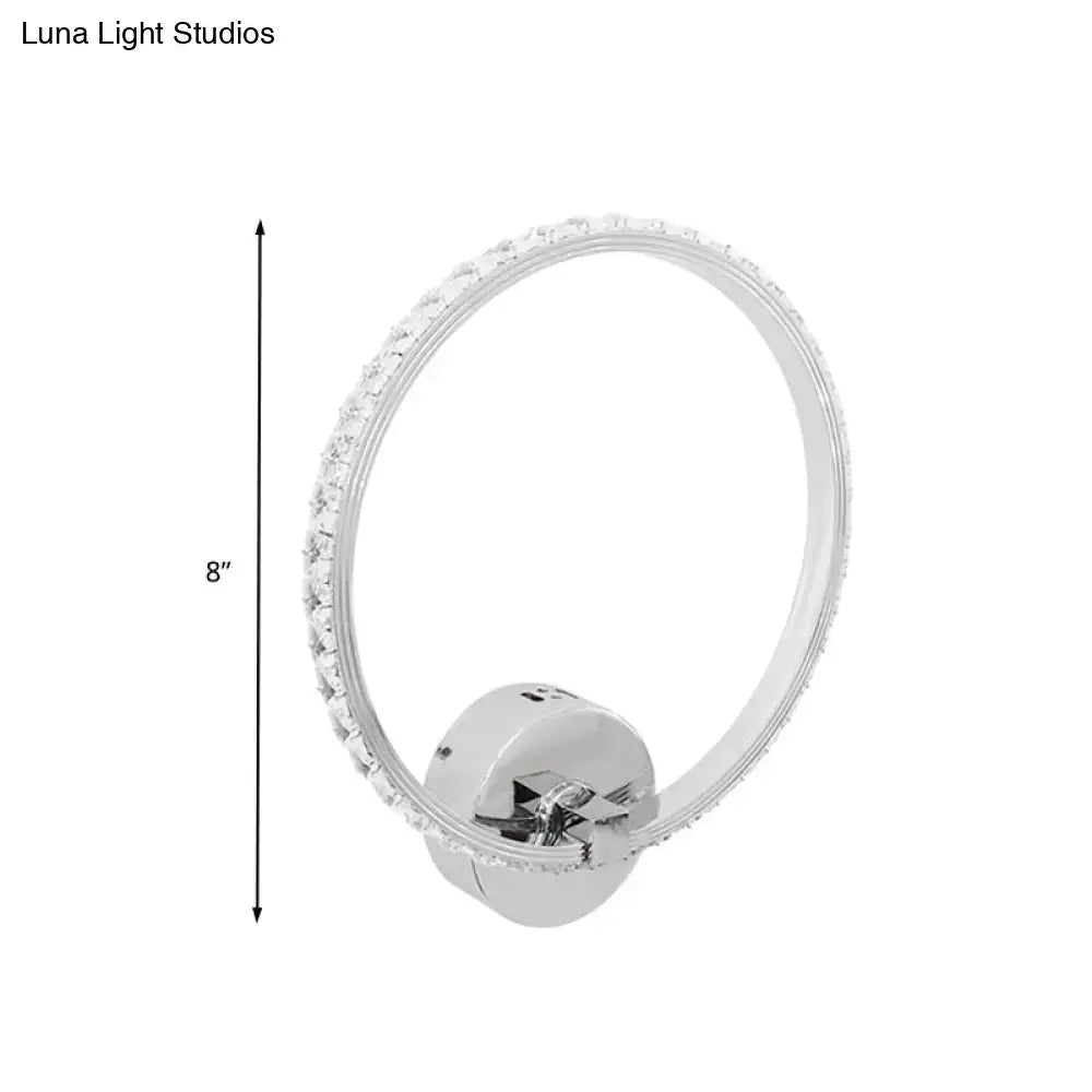Modern crystal led wall sconce chrome finish bedroom light