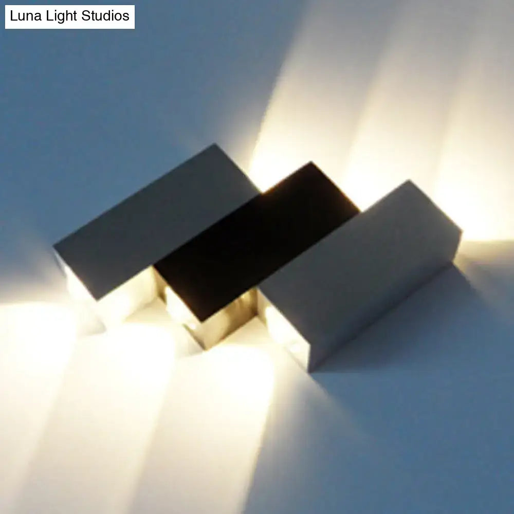 Modern cubic silver & black wall sconce porch direct wired electric