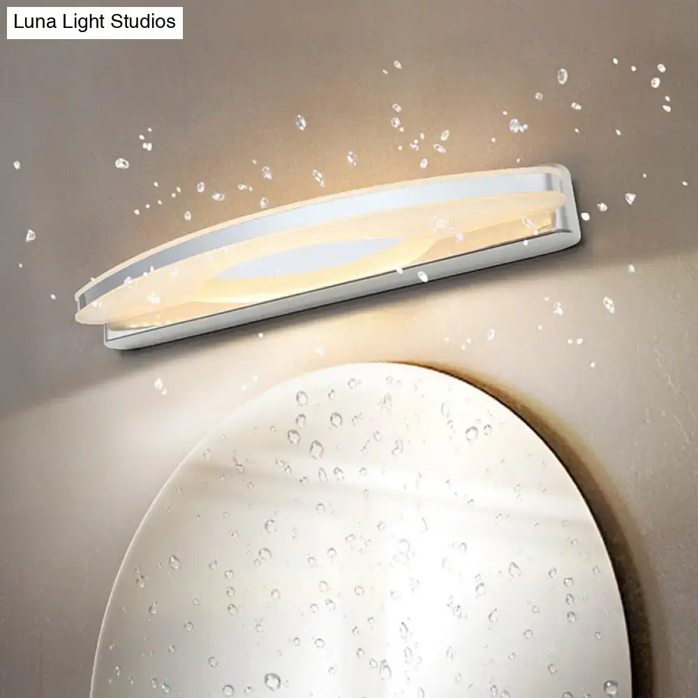 Modern curved led vanity sconce chrome bathroom light