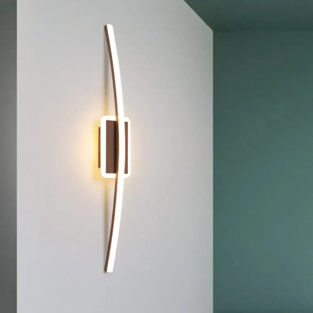 Modern curved linear gold & coffee led wall sconce dining room