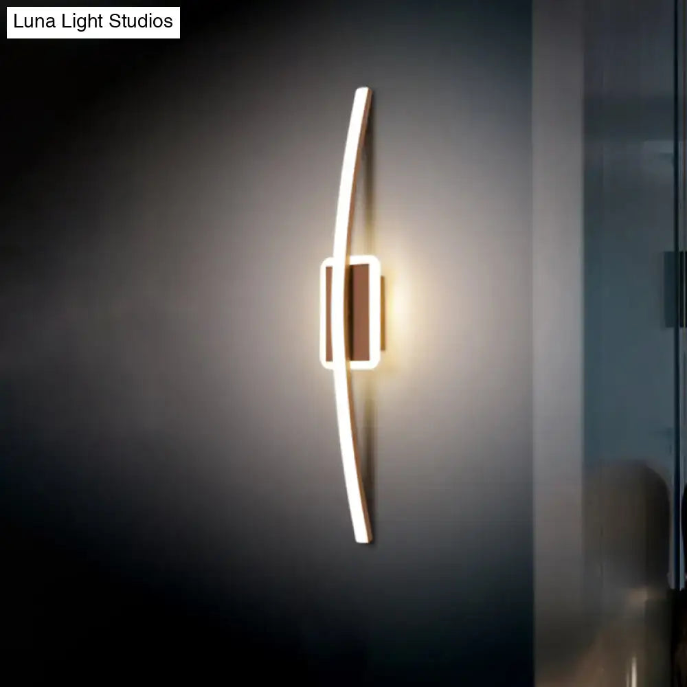 Modern curved linear gold & coffee led wall sconce dining room