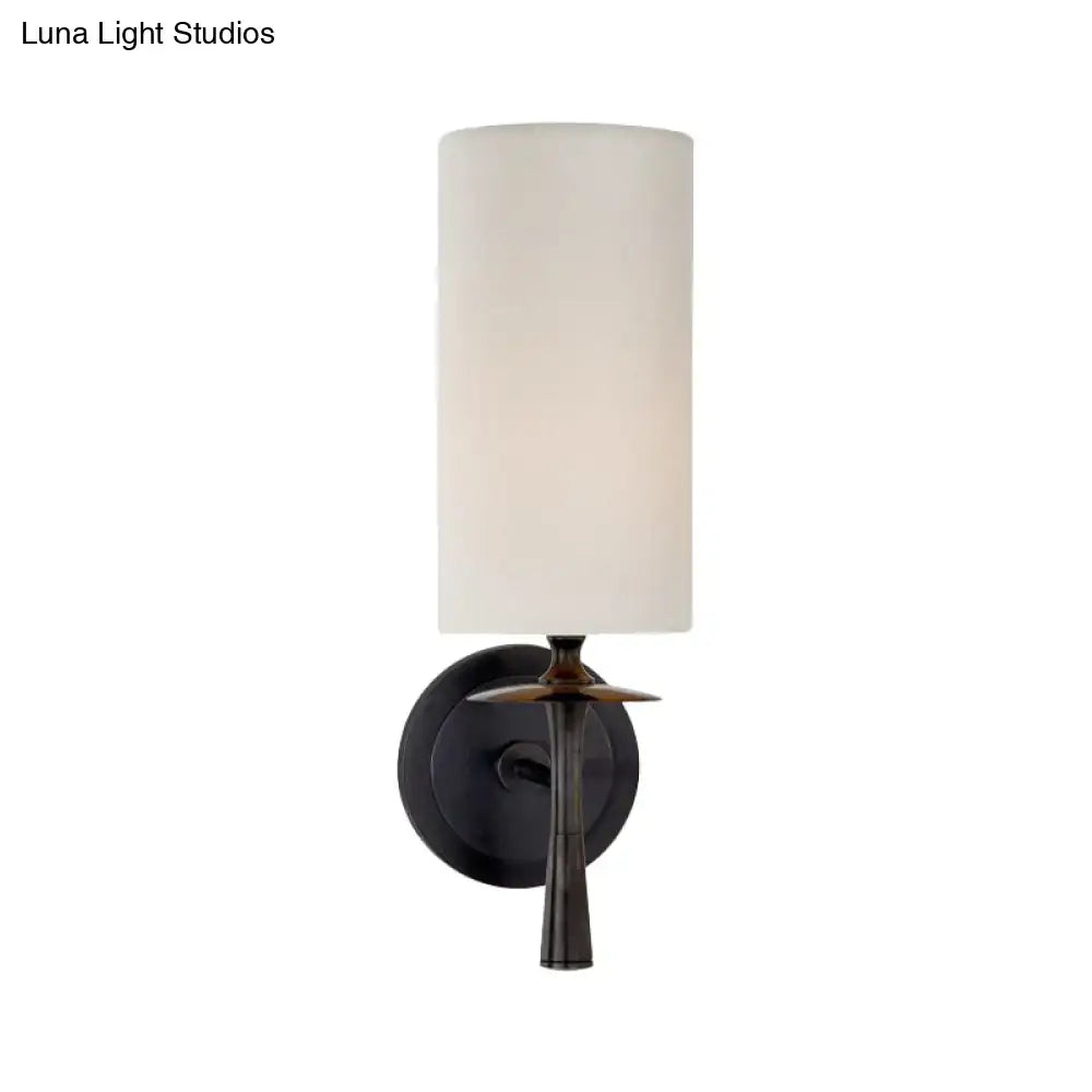Modern dark bronze sconce light with white glass shade bedroom fixture