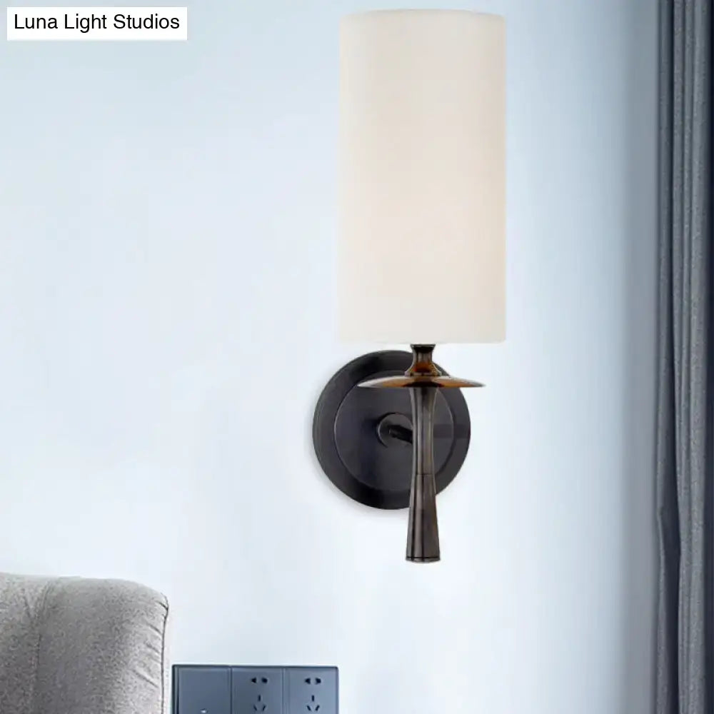 Modern dark bronze sconce light with white glass shade bedroom fixture