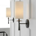 Modern dark bronze sconce light with white glass shade bedroom fixture