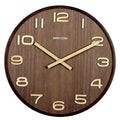 Modern dark brown bamboo wall clock living room wood grain timepiece