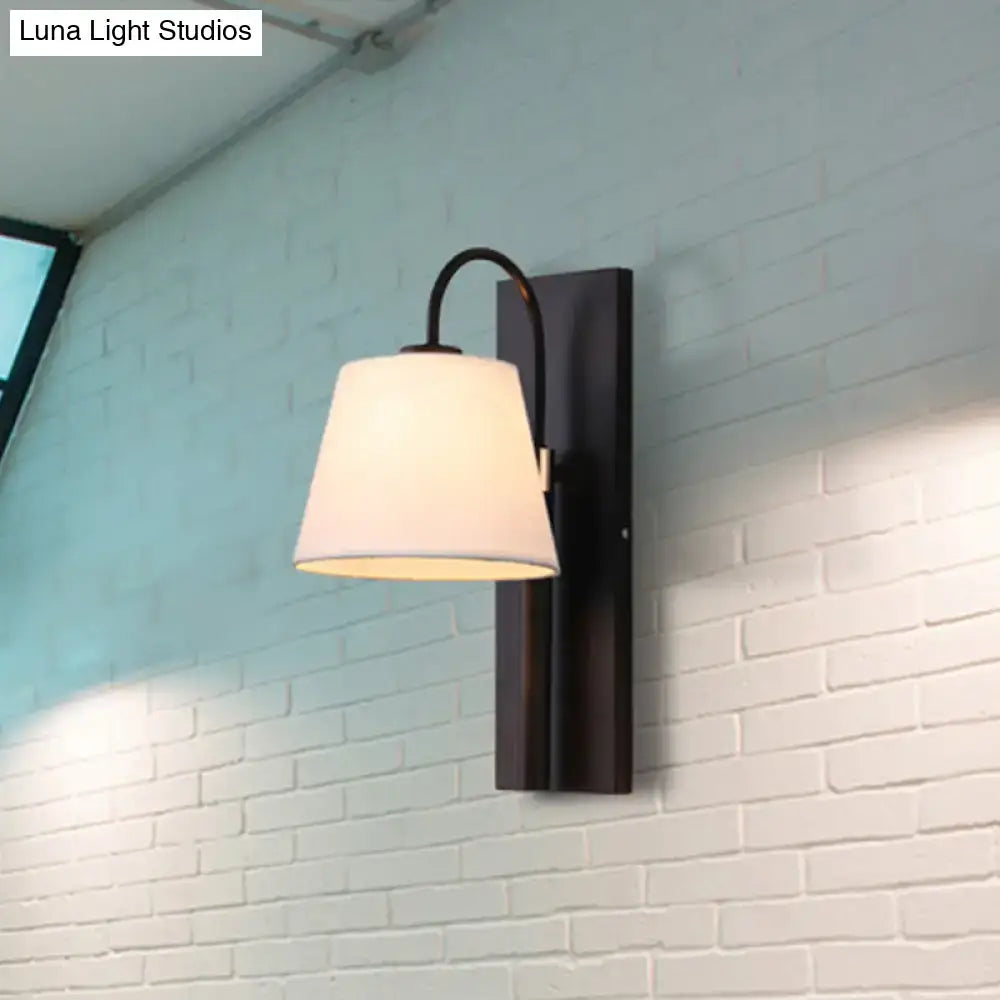 Modern dark brown & gold conical shade wall lamp living room sconce